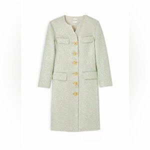 St. John 0 Sequin Tweed Knit Jacket Gold Buttons